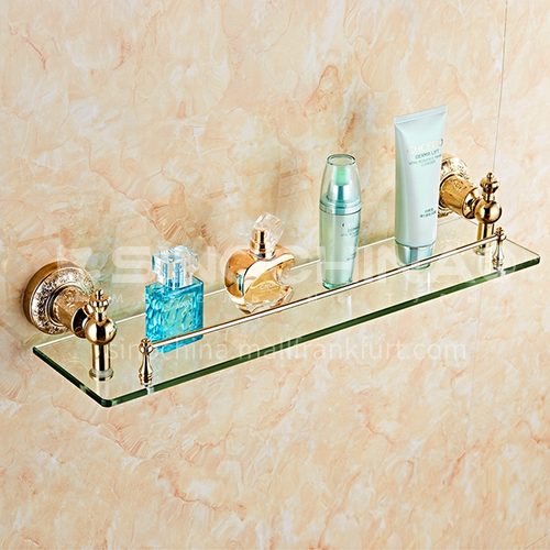 Bathroom carved stainless steel shelf glass panel80216